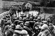 Japanese troops entering Manchuria in the wake of the Mukden Incident during the Sino-Japanese War