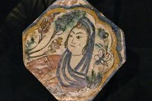 Safavid tile portrait of a woman