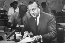 Walter Cronkite at the CBS News anchor desk