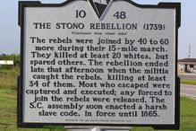 historical marker for the Stono Rebellion