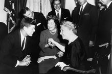 Helen Keller visits President John F. Kennedy, April 8, 1961