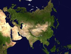 Satellite image of the Eurasian landmass