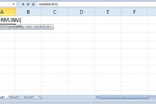 Screenshot of usig the NORM.INV function in Excel