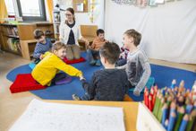 A fun morning meeting greeting in the classroom