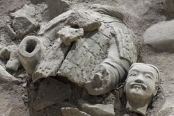 Broken terracotta soldier at Qin Shi Huangdi Tomb