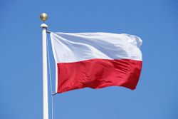 Poland's flag fluttering in the wind