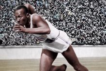 Jesse Owens completing in the 200 metres at the Berlin Olympic Games in 1936.