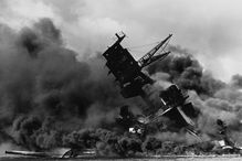 USS Arizona during the Japanese surprise air attack on the American pacific fleet, 7 December 1941