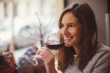 Woman drinking wine