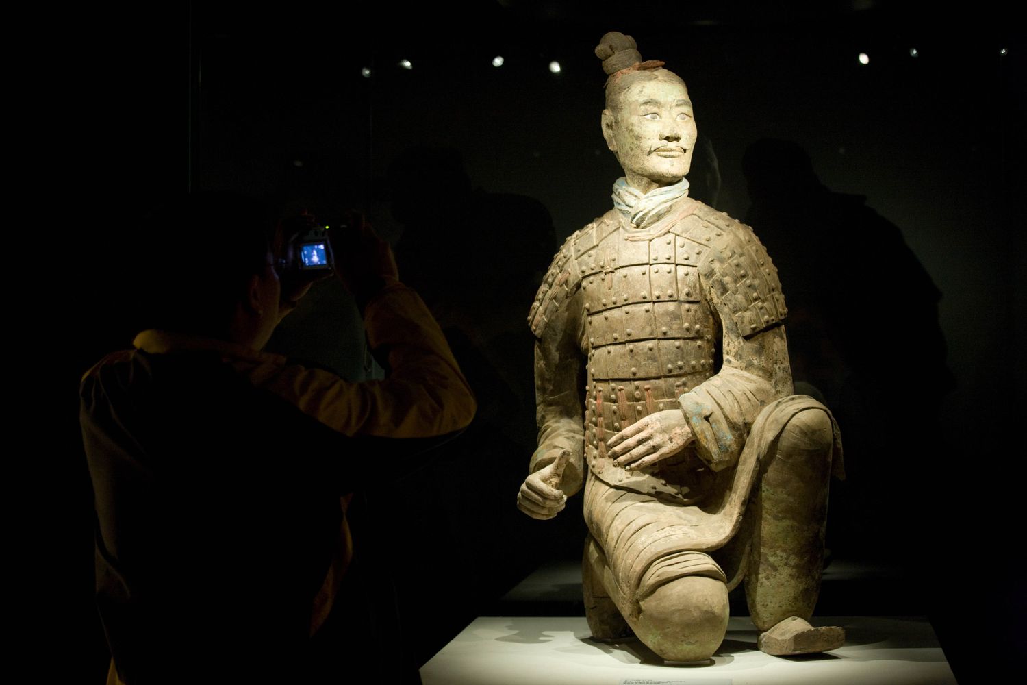 Close up view of an individual terracotta warrior.