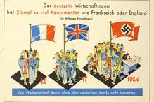 German propaganda card designed to justify the expansion of Germany on the basis of Lebensraum.