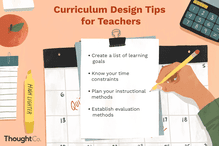 A piece of paper on a teacher's desk with the following text written on it, Design Tips for Teachers: create a list of learning goals, know your time constraints, plan your instructional methods, establish evaluation methods