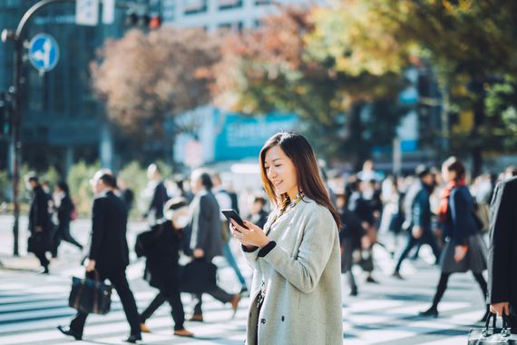 Japanese woman with phone