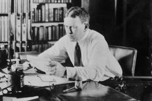 Photograph of H.L. Mencken at his desk