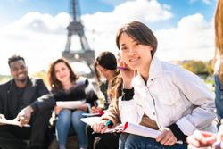 Young woman studying in Paris