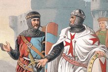 12th- or 13th-century Templar Knights and crusaders in a 19th-century illustration