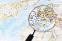 Italy and Magnifying glass