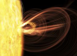 Solar flares are often accompanied by a coronal mass ejection.