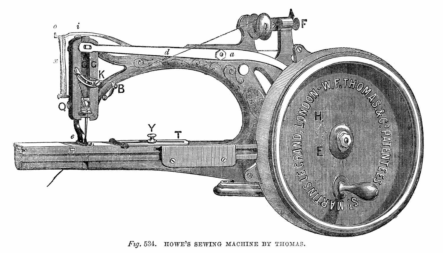 Howe's Sewing Machine, by Thomas, 1866.