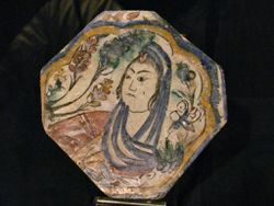 Safavid tile portrait of a woman