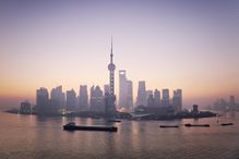 China, Shanghai skyline at dawn
