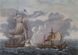 Naval battle between the HMS Java and the USS Constitution, December 29, 1812