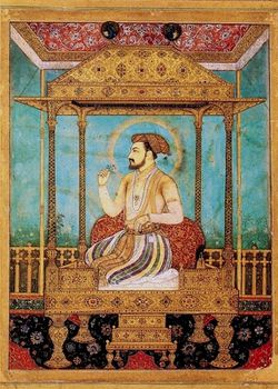 Shah Jahan on the Peacock Throne, which was later stolen and carried to Persia