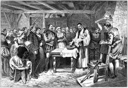 Baptism of Virginia Dare," lithograph, 1876.