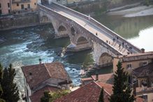 View of Ponte Pietra in Verona, Italy