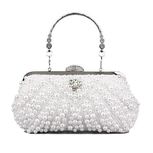 Prom Solid Color Patchwork Pearls Decor Handbags