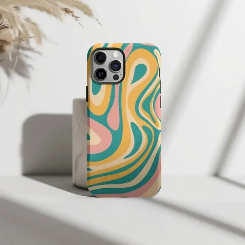 Cute Phone Cases For iPhone 16 Pro Max, 15, 14, 13, 12, or 11 Pro or Pro Max - Groovy Waves Acrylic Cover - TSP521 - Touchy Style