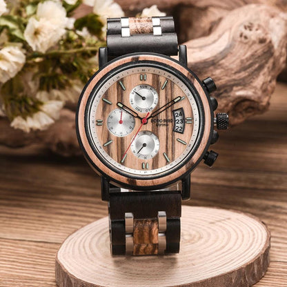 S18 Simple Wooden Watch: Stylish Chronograph for Men - Touchy Style