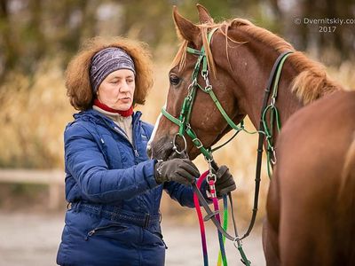 Kateryna Shcherbyna with horse