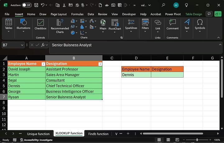 XLOOKUP Function in Excel