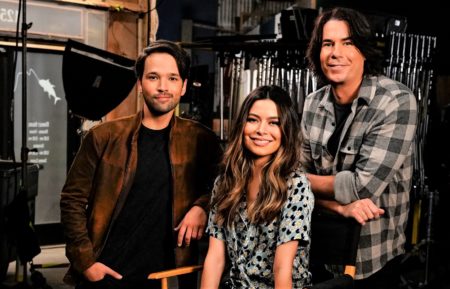 iCarly - Nathan Kress as Freddie, Miranda Cosgrove as Carly, and Jerry Trainor as Spencer