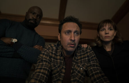 Mike Colter as David Acosta, Aasif Mandvi as Ben Shakir, and Katja Herbers as Kristen Bouchard in Evil - Episode 6, Season 3