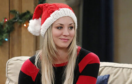 Kaley Cuoco wearing santa hat in 'The Big Bang Theory' Christmas episode