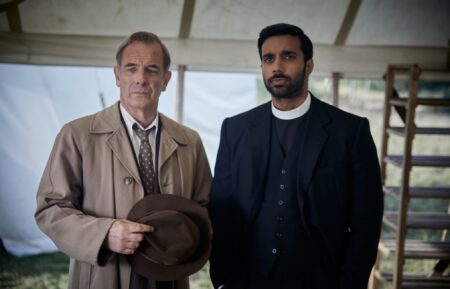 Robson Green as Geordie Keating and Rishi Nair as Alphy Kottaram in 'Grantchester' Season 9