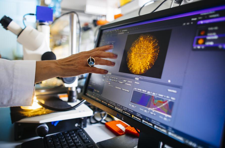 Computer screen with science image