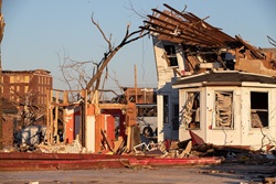 Many buildings in downtown Mayfield, Kentucky, were destroyed by a tornado on Dec. 10, 2021. Photo by Mike DuBose, UM News.