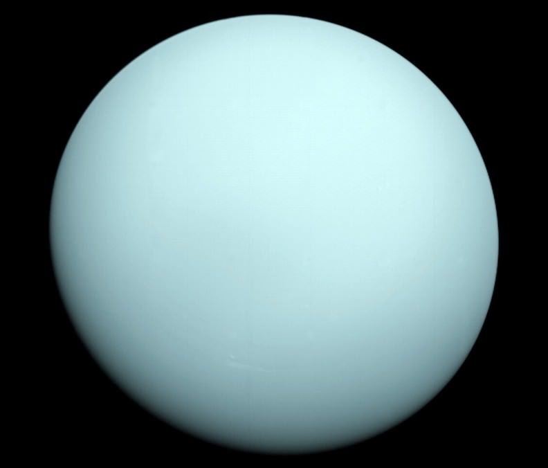 Uranus, as seen by NASA's Voyager 2 in 1986. To Voyager 2, the ice giant was a featureless sphere that gave away none of its secrets. Credit: NASA/JPL