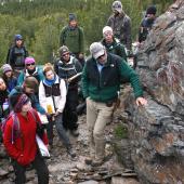 Lecturer Mark Helper on field trip with students to Hecla Folds.