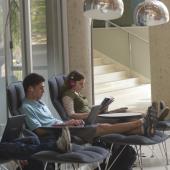 Students working on laptop computers