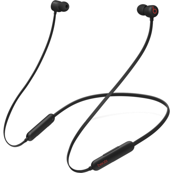 Side top angle view of Beats Flex Wireless Earphones in Black.