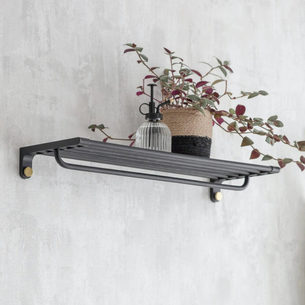 Adelphi Wall Shelf in Black - Steel-Shelving-Yester Home