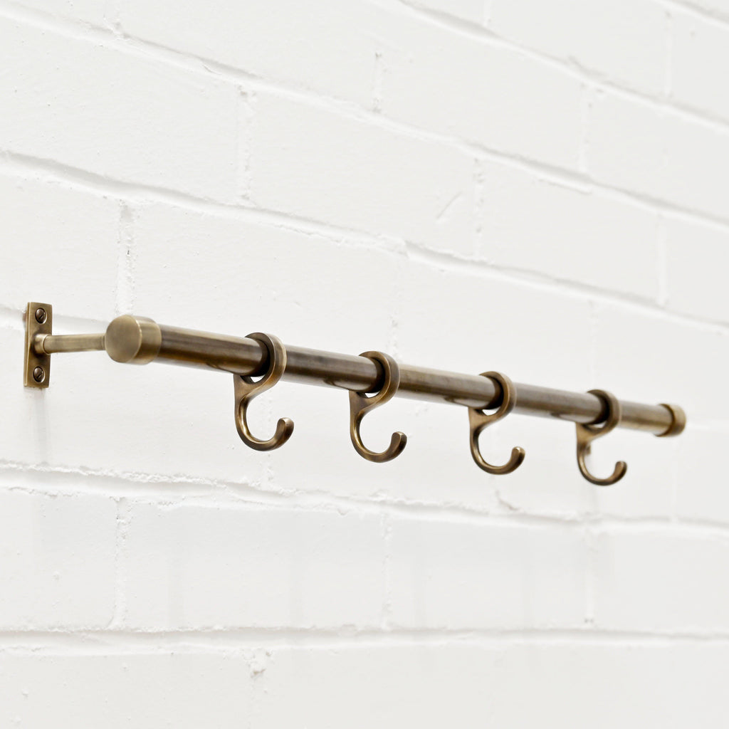 Aged Brass Hanging Rail-Hook Rails-Yester Home