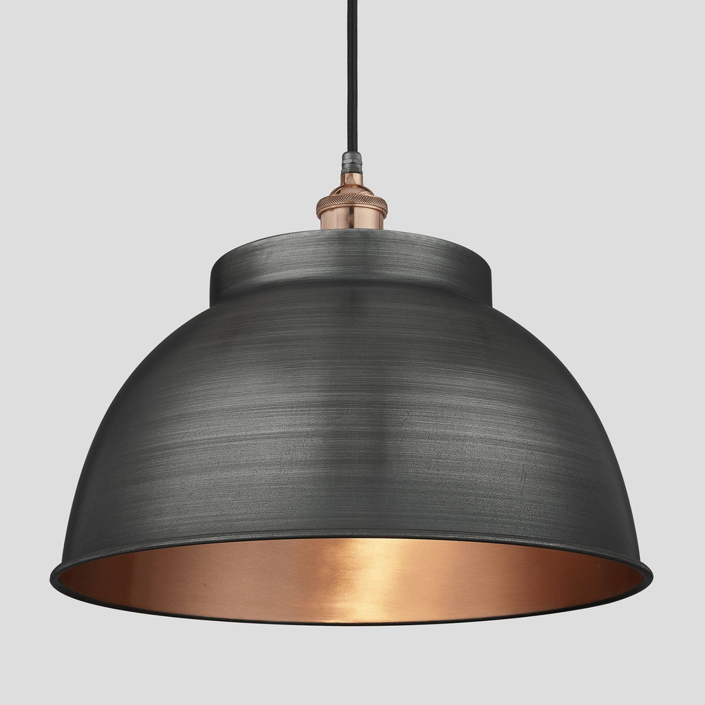 Brooklyn Outdoor & Bathroom Dome Pendant - 17 Inch - Pewter & Copper-Ceiling Lights-Yester Home