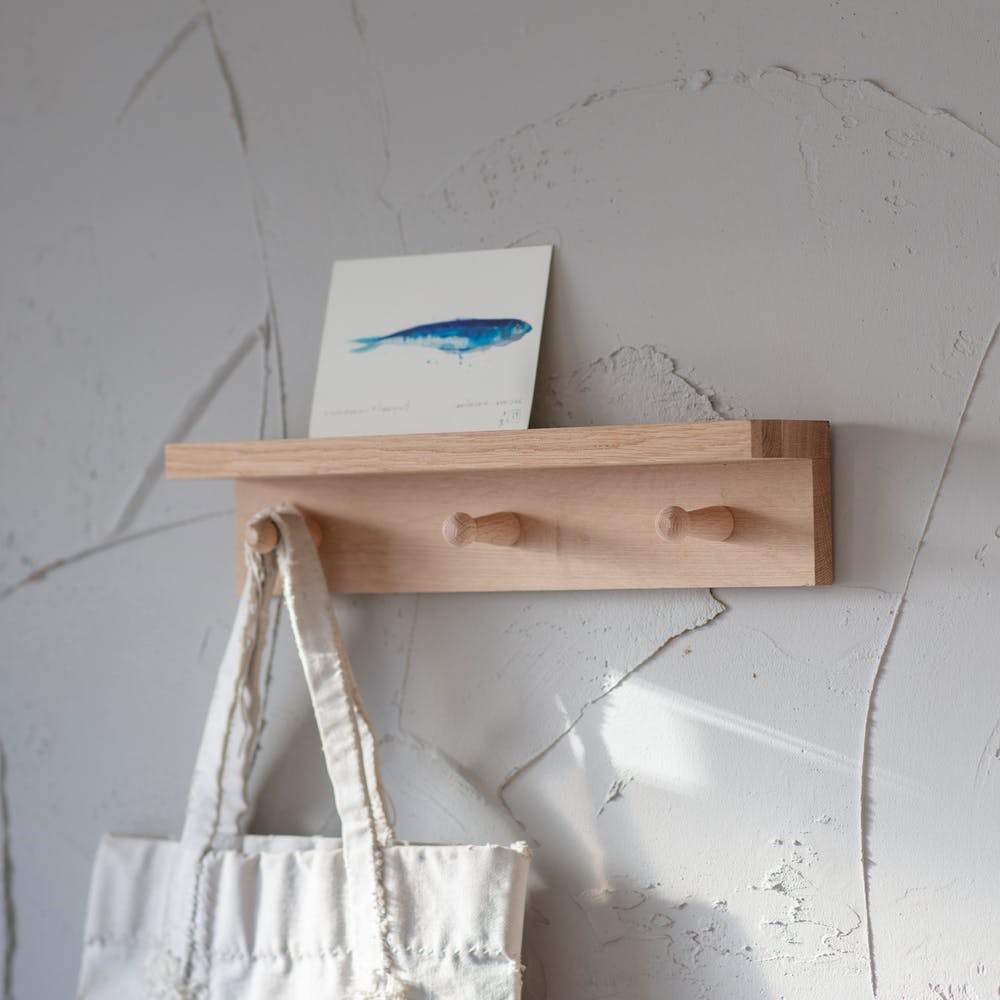 Oak Shaker Peg Rail Shelf-Pegs & Racks-Yester Home