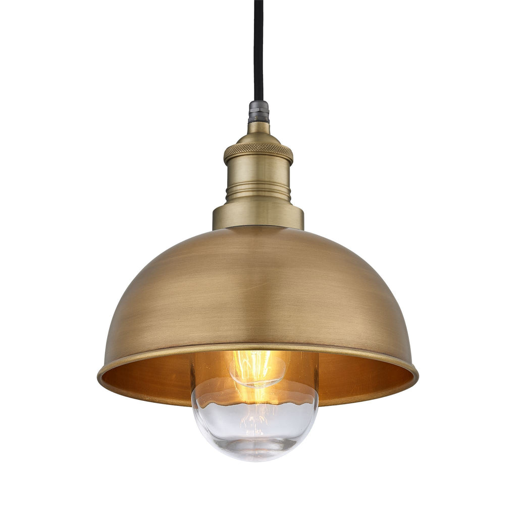 Industville Brooklyn Outdoor & Bathroom Dome Pendant - 8 Inch - Brass-Outdoor Lighting-Yester Home