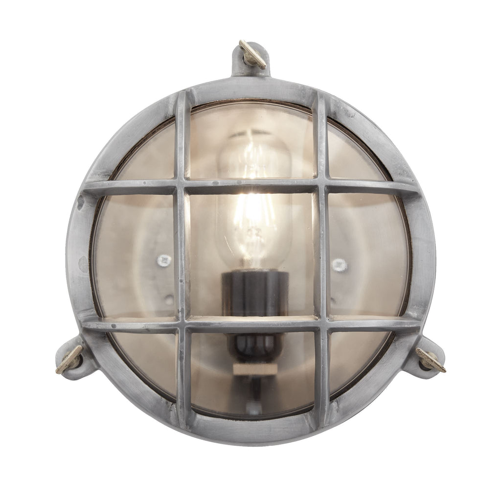 Industville Bulkhead Outdoor & Bathroom Round Light - 8 Inch - Gunmetal-Outdoor Lighting-Yester Home